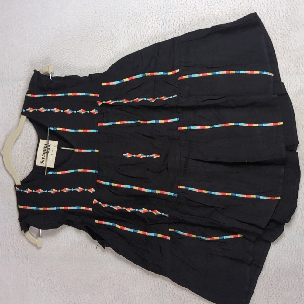 Savanna Jane Women's Rainbow Embroidered Tiered Tank Top Size S